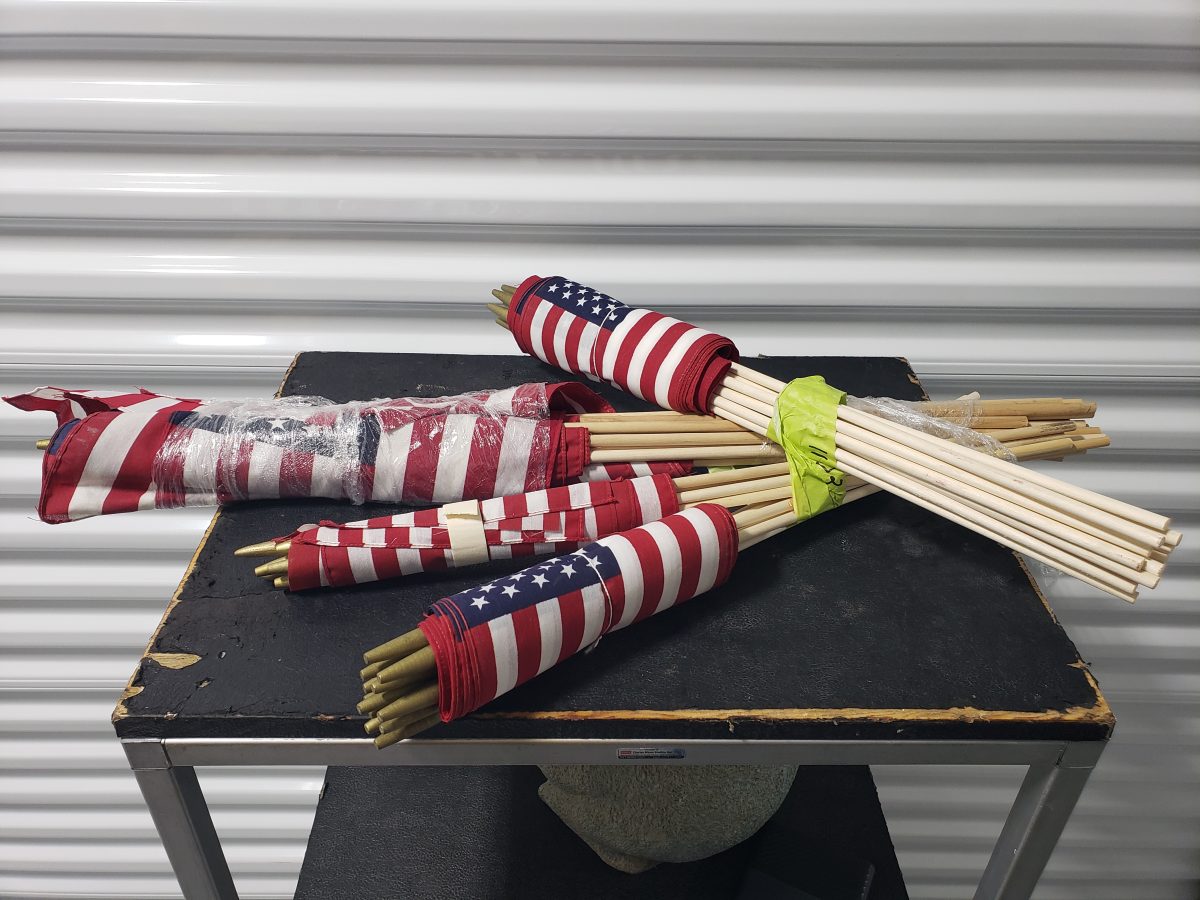 American Flag Collection on Wooden Dowels