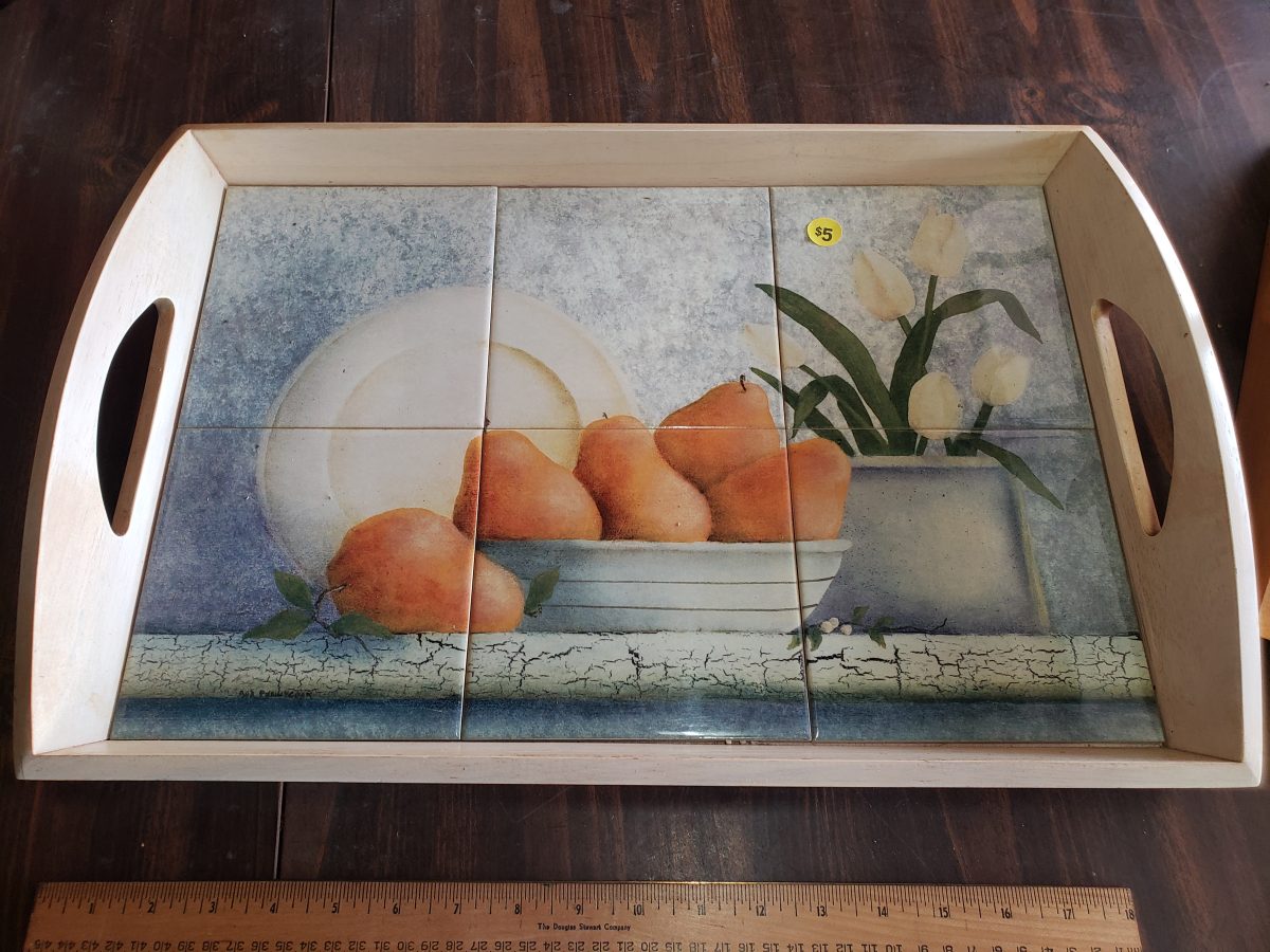 Decorative Wooden Serving Trays with Tile Inserts