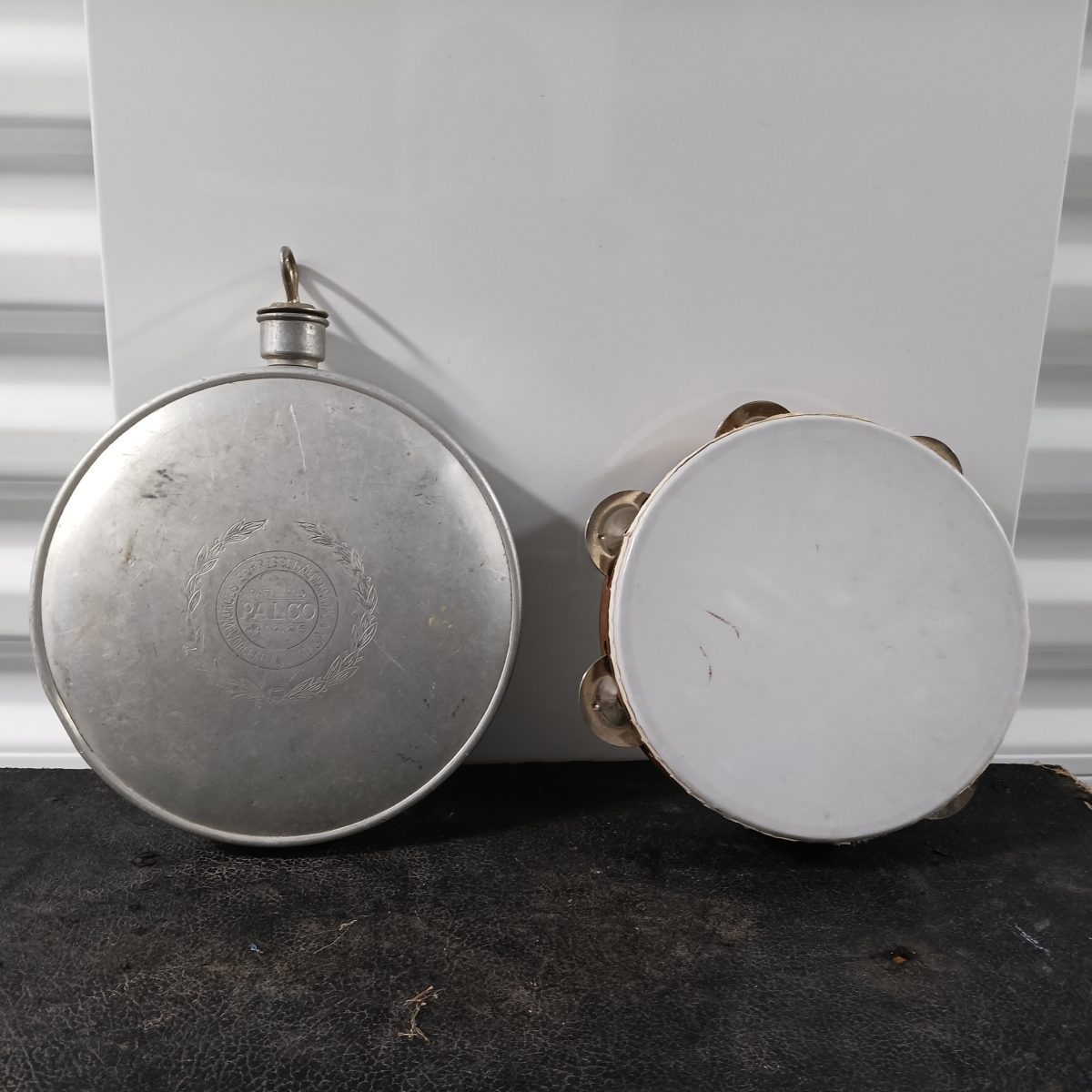 Vintage PALCO Aluminum Flask and Tambourine Set