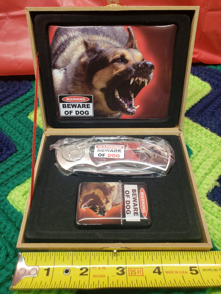 Lighter and Knife Gift Set - Beware of Dog