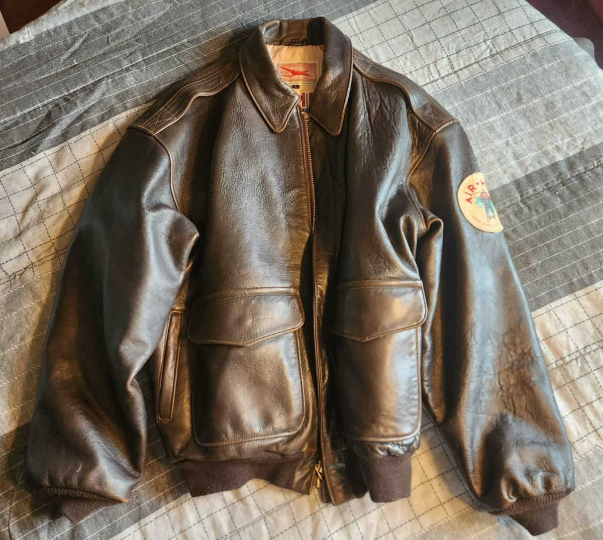 Vintage AVIREX, Air Mail Leather Flight Bomber Jacket, Size Large
