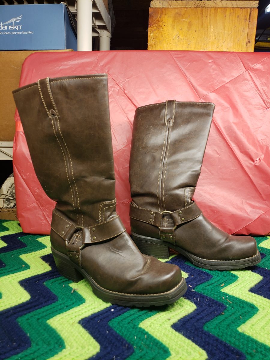Brown Leather Knee-High Boots: Size 9"
