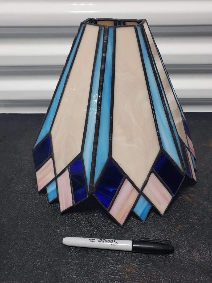 Stained Glass Lamp Shade and Coordinating Decorative Panel