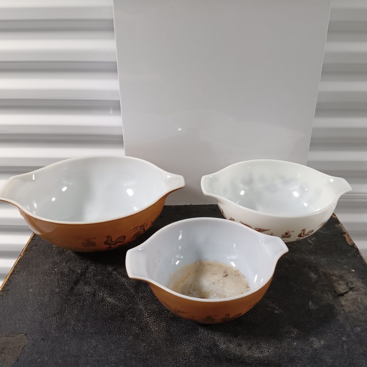 3 Pcs Pyrex Early American Nesting Bowl Set